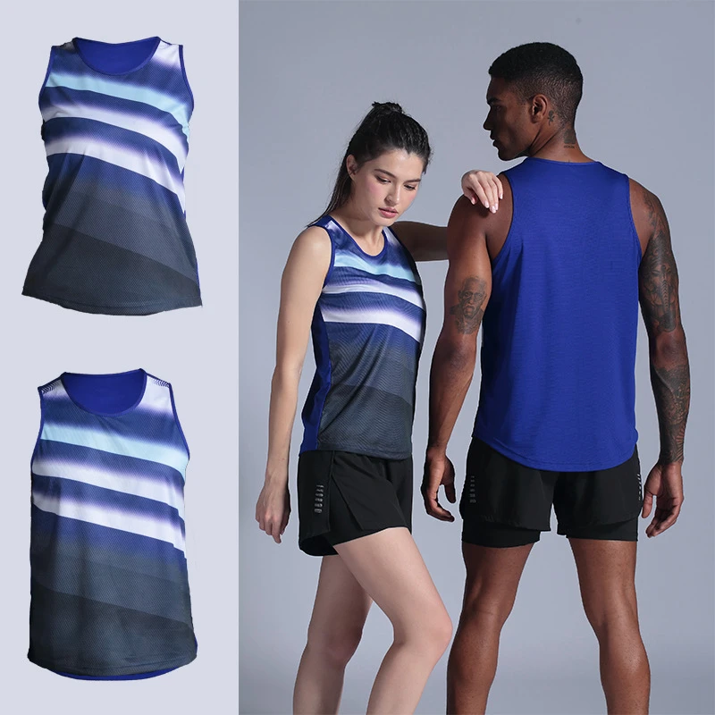 High quality spandex Men/Women Running Vest Gym Sleeveless Track and field Shirt marathon Slim Tank Sport Vest Top Training