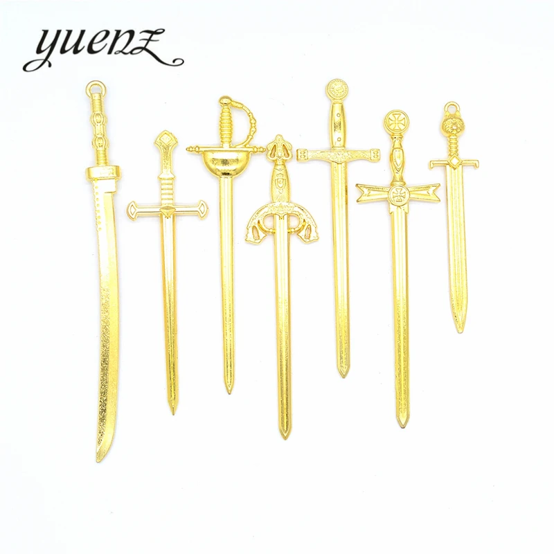 YuenZ Mixed Alloy Antique Knight Sword Charms for Jewelry Making DIY Handmade Weapons Personality Necklace Pendant U057