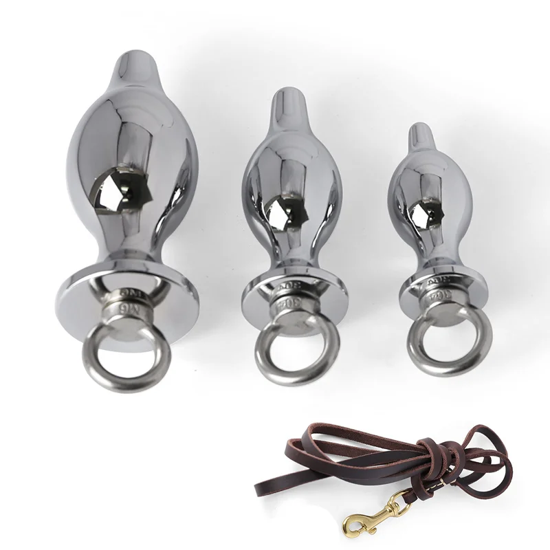 アナルプラグとリーシュ-asslock-ステンレス鋼拡張バットプラグ大きなお尻肛門拡張器トレーナースレーブ大人のおもちゃカップル