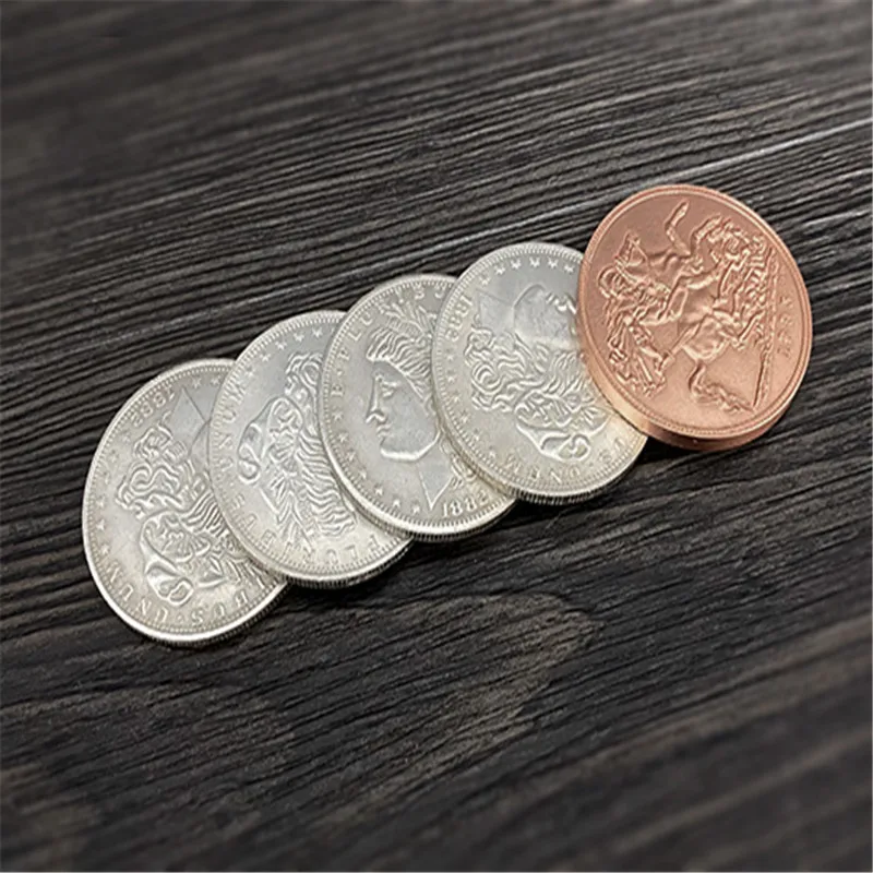 

WILD COINS от Bean's Magic Tricks Stage Close Up Magia Illusion Трюк Реквизит Magica Четыре серебряных монет Turn Copper Magie