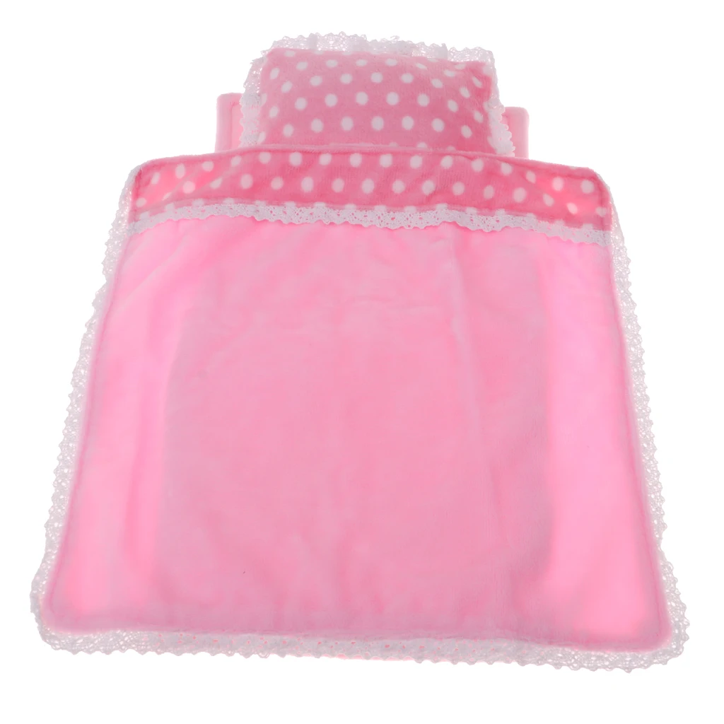 3pcs Pink Lace Design Doll Bedding Set for 25cm Mellchan Doll Bed Supplies Accessories