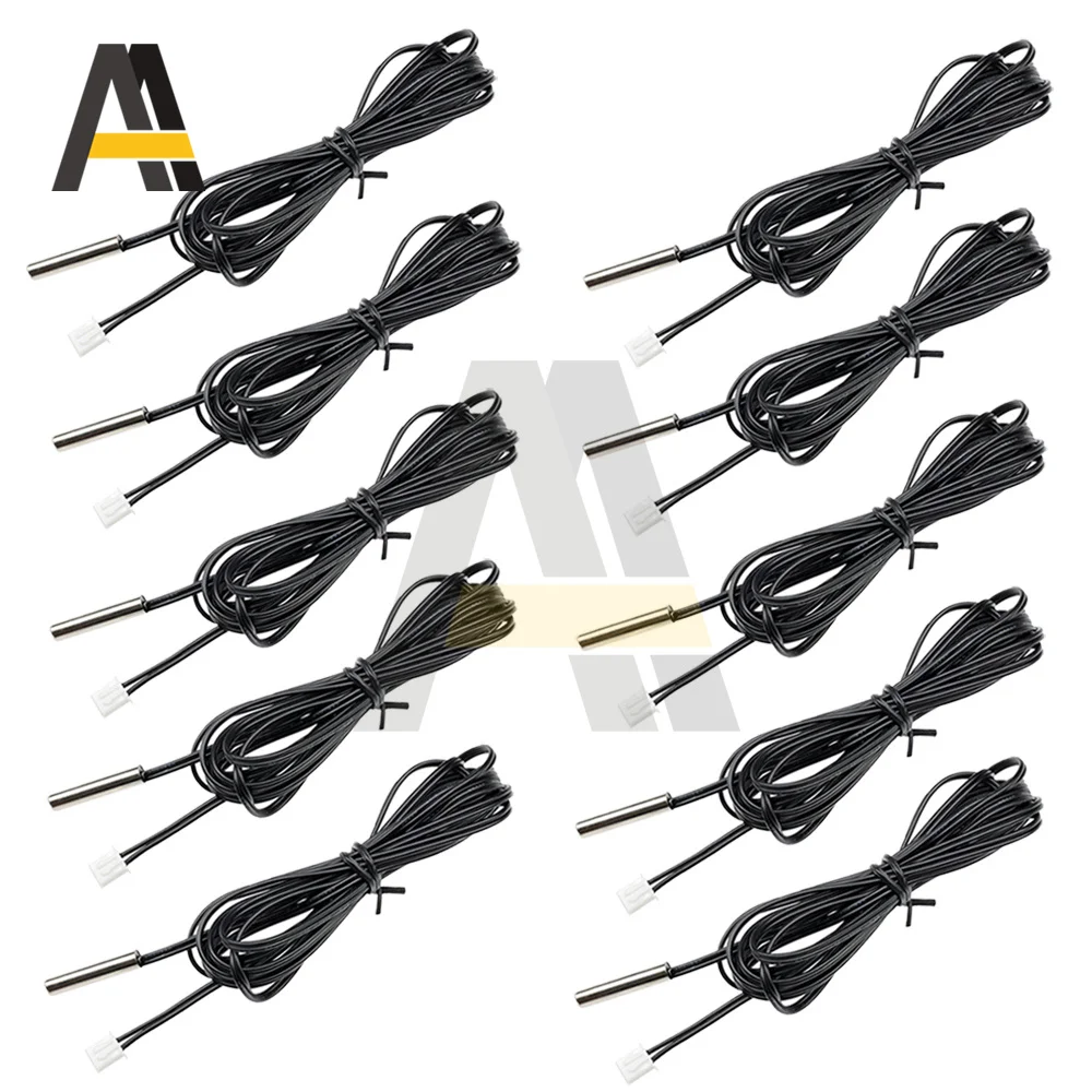 10pcs/lot 3950 Waterproof Digital Temperature Sensor Probe 10K NTC Thermistor Thermal Cable 0.5M Temperature Sensor Wire Probe