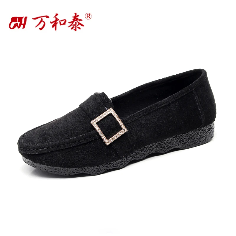 women's shoes in the spring and autumn flat breathable soft bottom anti-slip leisure work shoes black round head doug