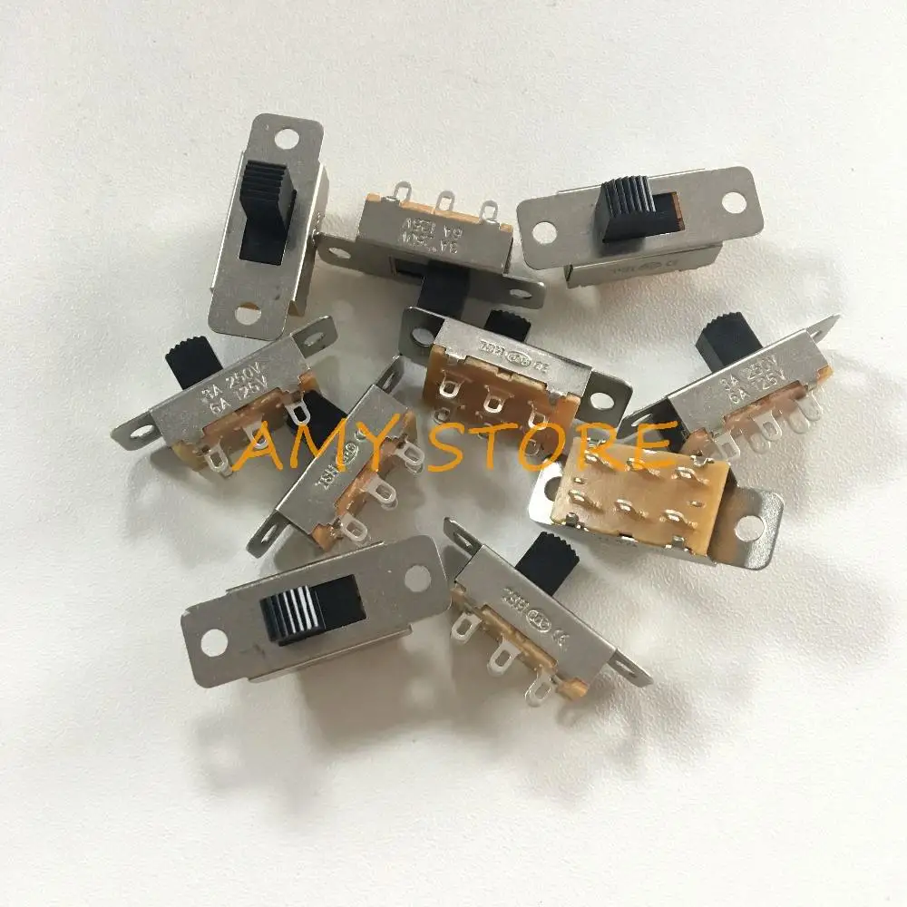 10pcs SS-22L05 8mm Knob Height On Off 2 Position 2P2T 6 Pins PCB Panel Slide Switch 6A/125V 3A/250V AC Car Refrigerator Cleaner