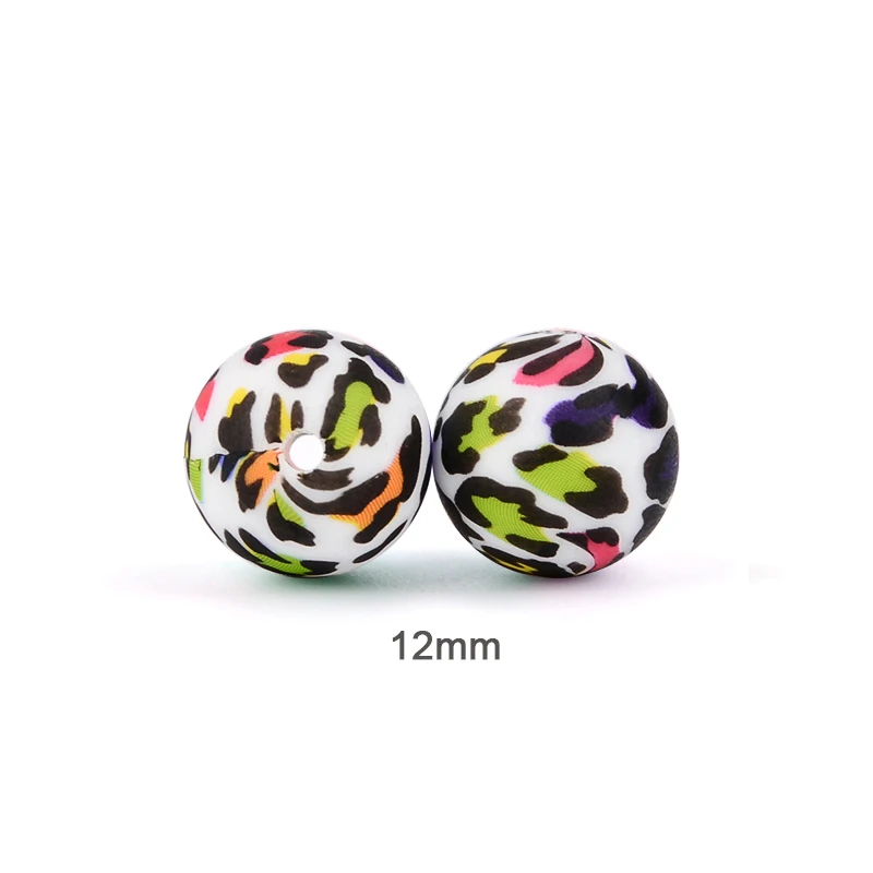 20Pcs 12/15/19mm Silikon Gedruckt Perlen Runde Blume Leopard Perlen DIY Schlüsselbund Halskette Armband zubehör Für Schmuck