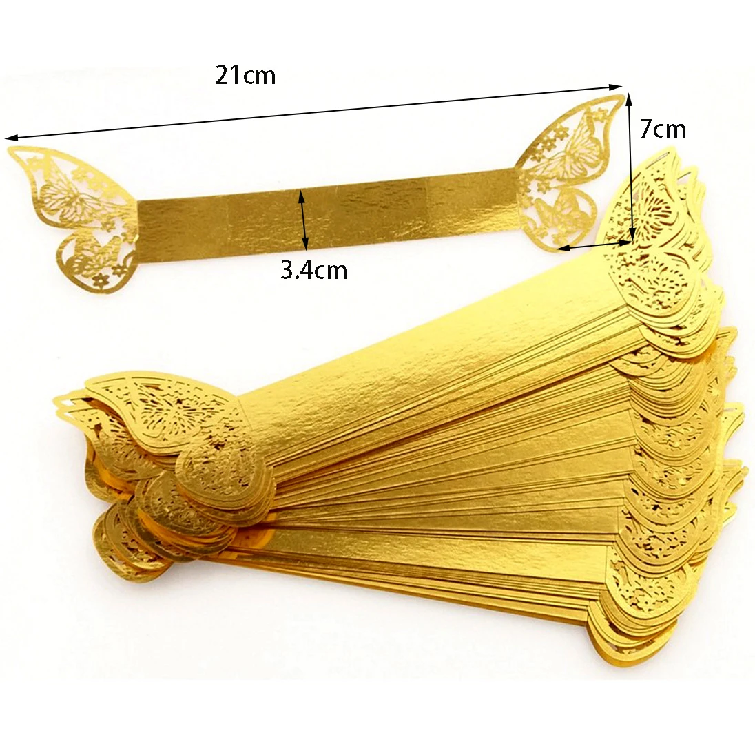 50pcs Butterfly Laser Cut Paper Rings Napkins Holders Hotel Birthday Wedding Banquet Christmas Party Favor Table Dinner Supplies