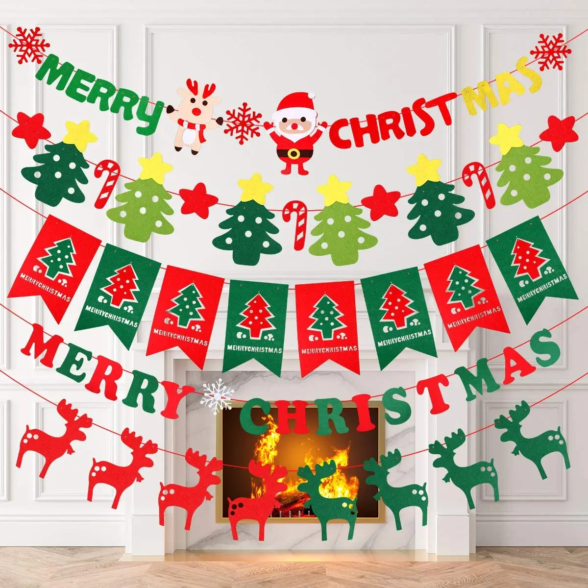 

Merry Christmas Banner Holiday Bunting Garlands Festive Party Decoration for Holiday Decoration Christmas Party Supplies