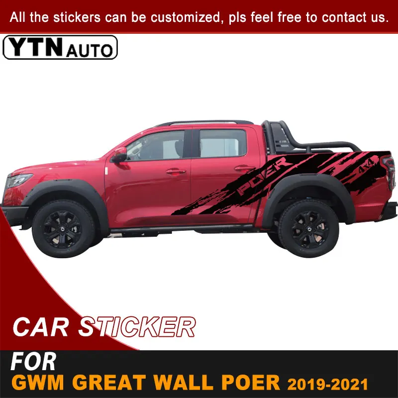 For GWM Great Wall Pao Great Wall Power 2019 2020 2021 Bed Box Car Sticker 4x4 Off Road Mudslinger Stripe Graphic Vinyl Decals