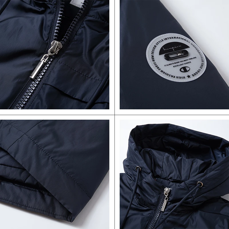GASMAN-Chaqueta larga con capucha para mujer, abrigo de algodón sólido, parka de plumón a prueba de viento, color azul, cálida, marca de moda, otoño