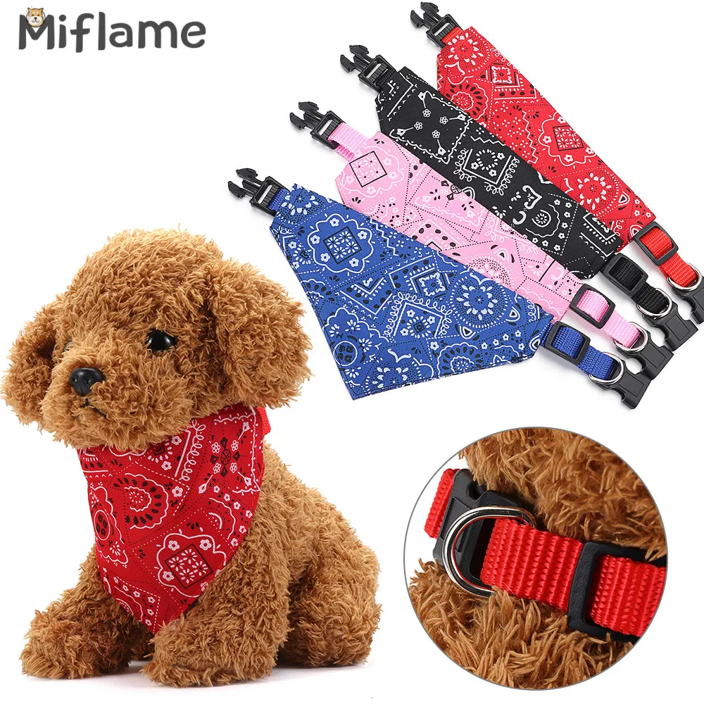 

Miflame Pet Dog Accessories Adjustable Small Dogs Bandana Handsome Dog Bibs Pomeranian Teddy Schnauzer Print Puppy Collar Scarfs