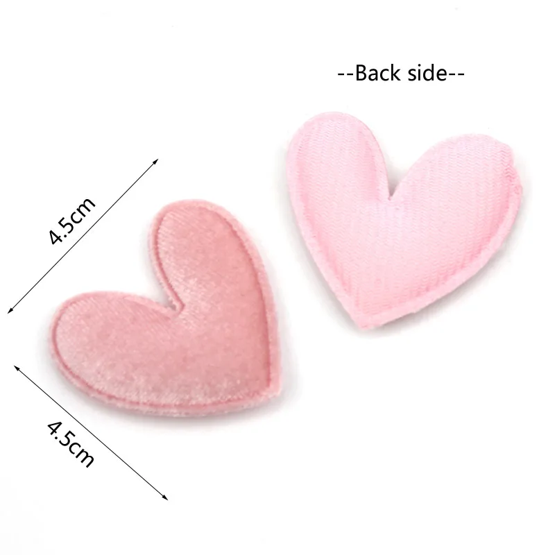 28Pcs 4.5cm Flannelette Heart Shape Padded Appliques For Children's Crafts BB Clip DIY Hairpin velvet Decor Headwear Accessoires