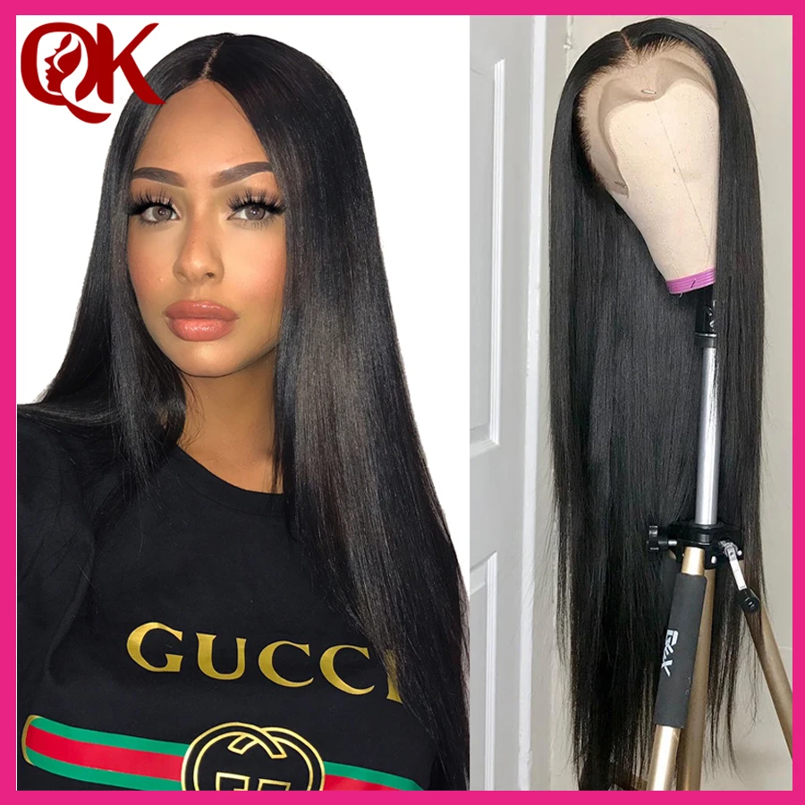 

QueenKing Hair Lace Front Human Hair Wigs For Black Woman 130% Density Lace Frontal Wigs Brazilian Straight Remy Hair PrePlucked