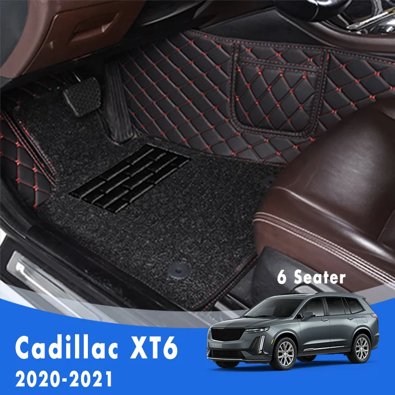 Car Floor Mats For Cadillac XT6 2021 2020 6 Seats Luxury Double Layer Wire Loop Pedal Custom Auto Interior Accessories Parts