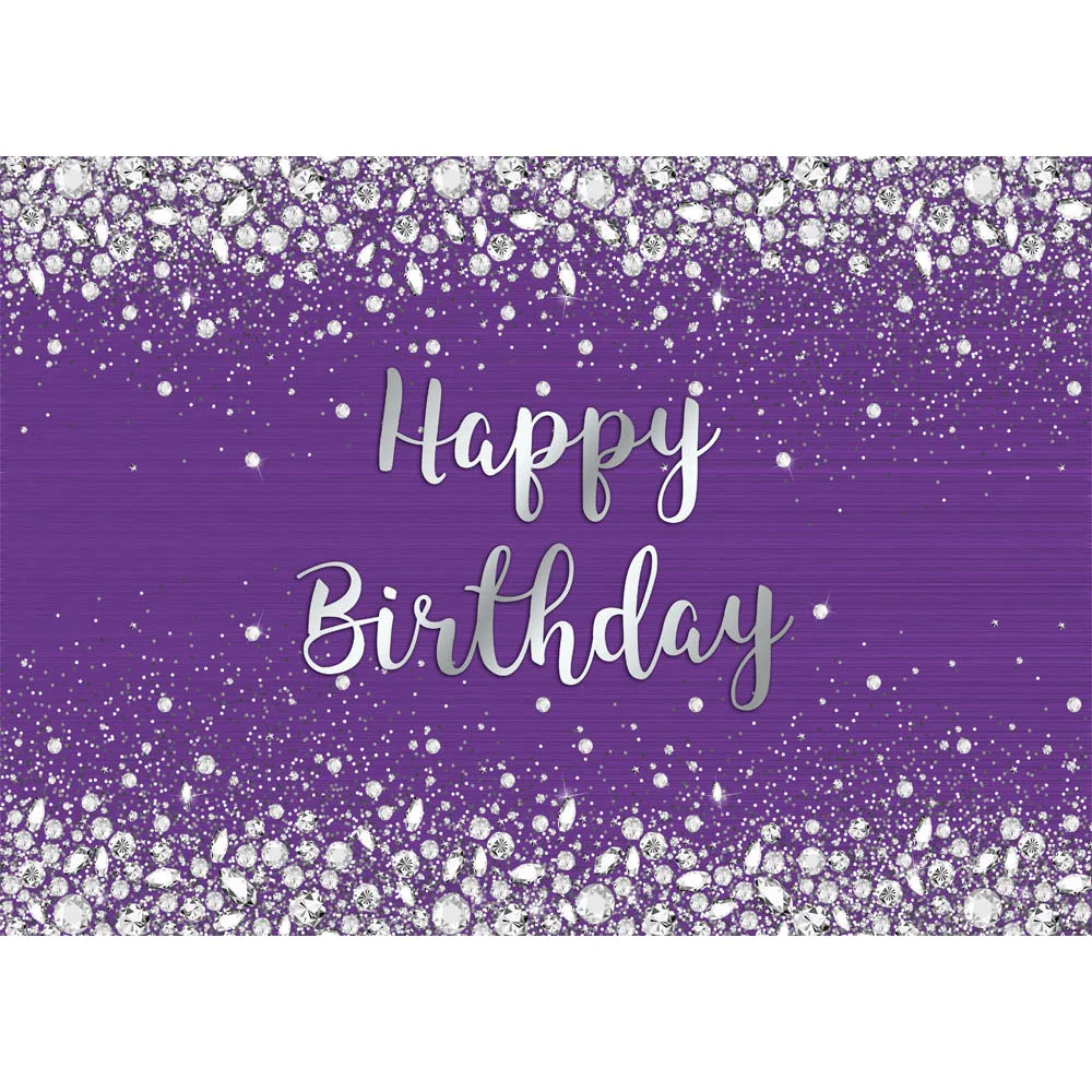 Mocsicka الأرجواني عيد ميلاد سعيد الخلفيات الفضة الماس بريق المرأة رائع حفلة عيد ميلاد مخصص صورة زخرفة خلفية