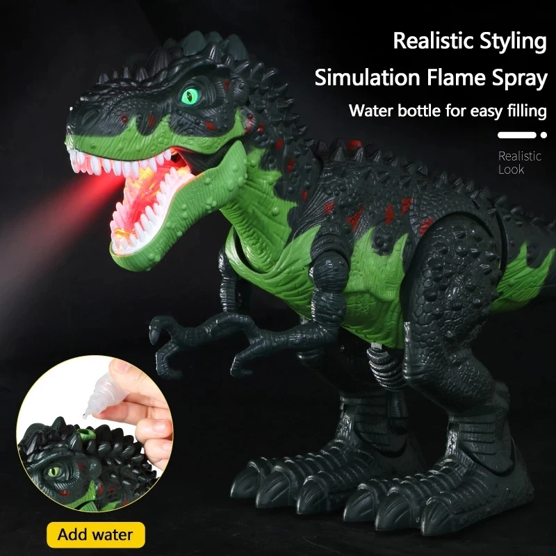 46cm large 2.4G rc dinosaur robot With music Light Walk Sound High Simulation Spray Fire Lay Eggs Dinosaur Robot Toy Kid  Gifts