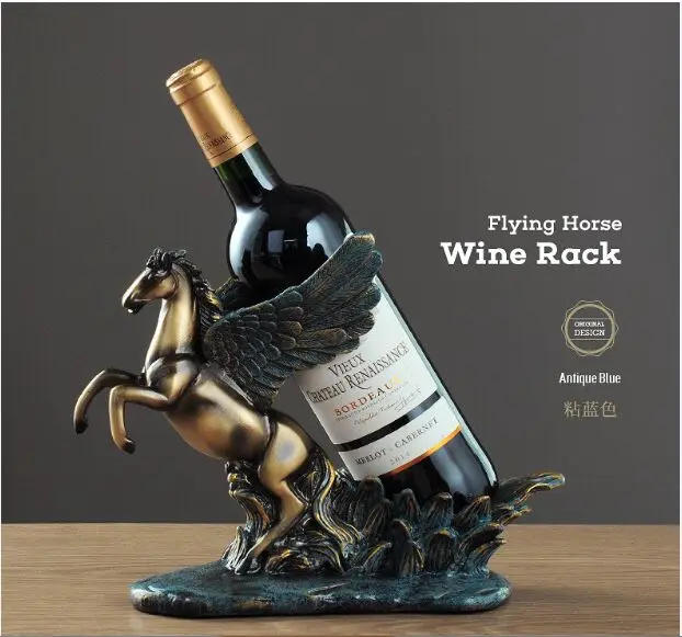 antique flying  horse art Model Pegasus Wine Rack artwork Rack party cabinet Sculpture Home Decoration Accessories A0529