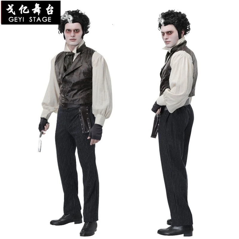 New sweeney todd coslive weeney todd sweeney todd: fleet street barber demon movie cosplay dress for adult man