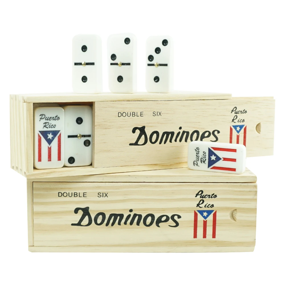 Double Six Puerto Rico Domino in Wood Box Play Table Game with Your Friends