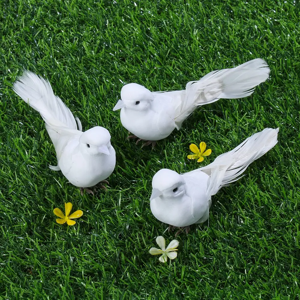 Long Tail Artificial Crafts Simulation White Pigeon Love Peace Pigeons Imitation Bird Model Home Decor