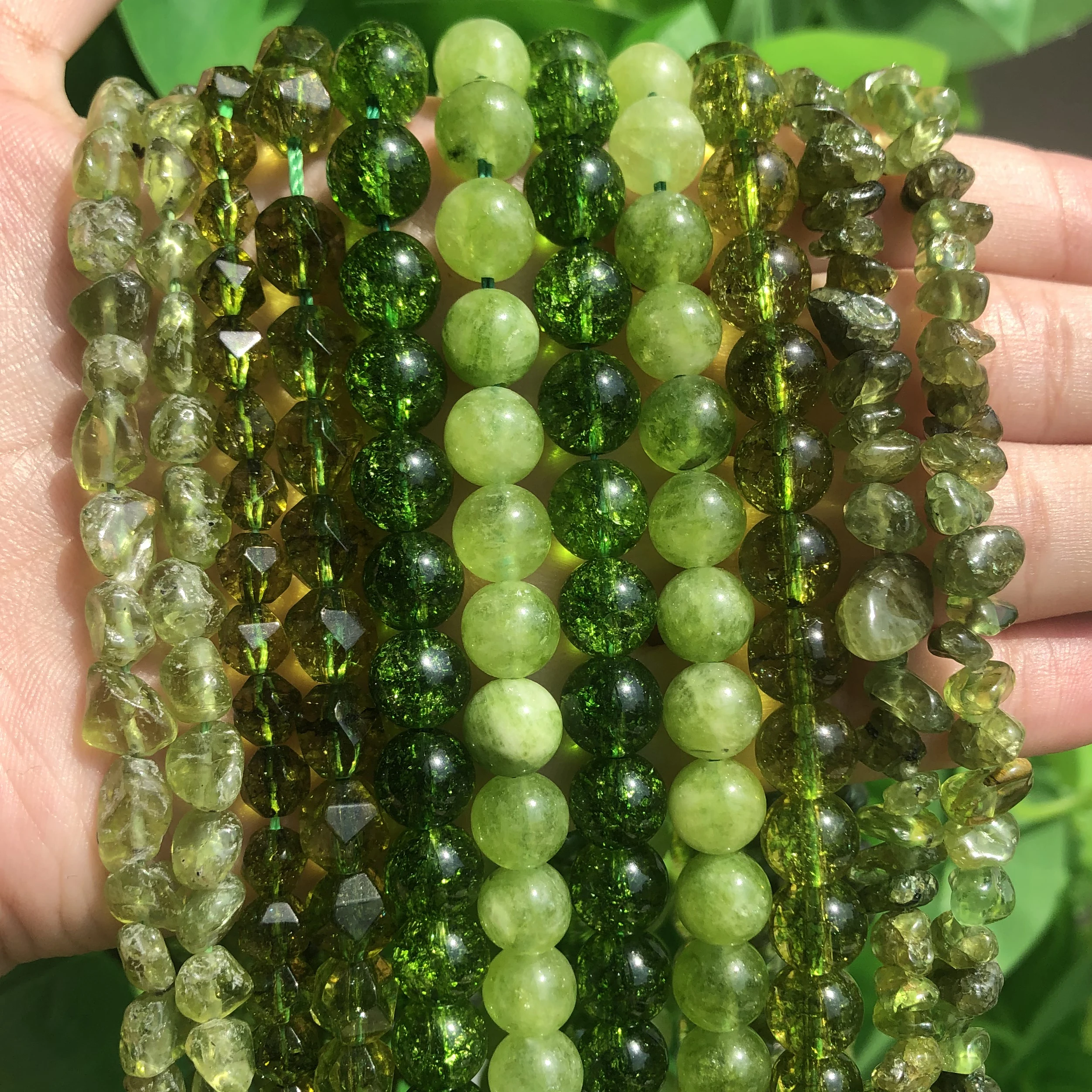 AA Natural Stone Green Peridot Quartz Beads Faceted Round Loose Beads For Jewelry DIY Making Bracelet  Accessories 15\'\'inches