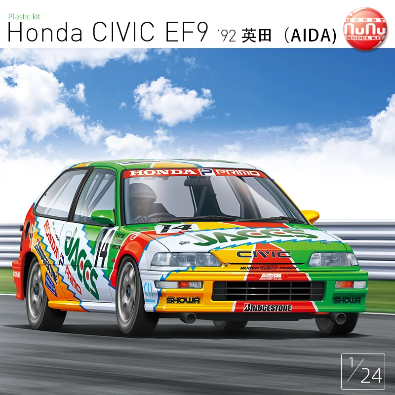 

Hobby Nunu Plastic Assembly Car Model 1/24 Scale Honda Civic EF-9 1992 AIDA Racing Adult Collection DIY Assembly Kit PN24021