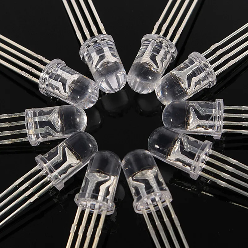10/20/50/100pcs Led Light Lighting Diodes RGB Common Cathode 5mm RGB LED Common Cathode 4-Pin Tri-Color Emitting Diode