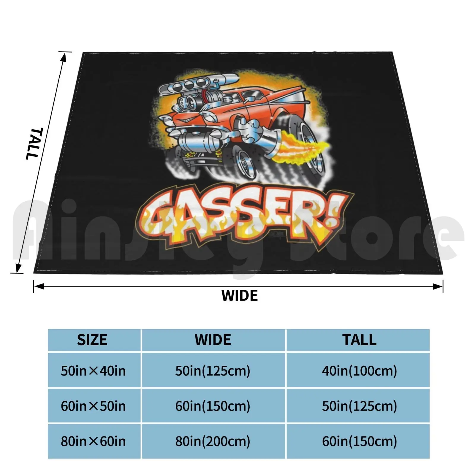 Hot Rod Gasser 57 Drag Racing Street Blown Car Blanket Fashion Custom Gasser 1957 Car 57 Chevy Classic Cartoon