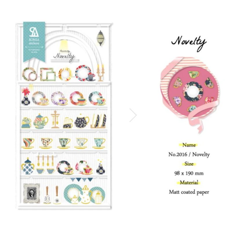 scrapbooking paper material Sonia DIY sticker novelty palace style plate dish cup teapot cutting dies stickers sheet