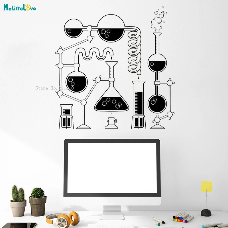 Science Beakers Wall Decals Sticker Vinyl Art Home Room Decor Teacher School Classroom Funny Education for Student YT2485