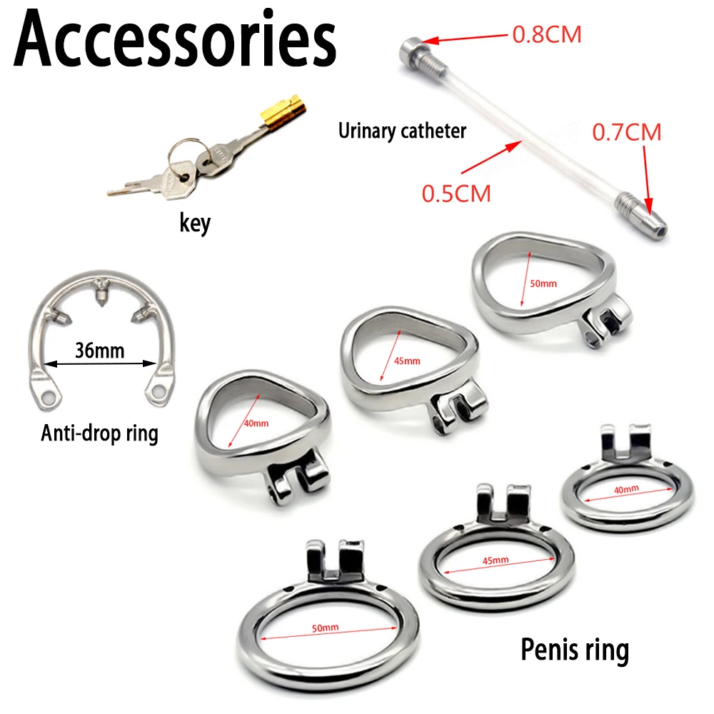 Male Chastity Belt Device Cock Cage Stainless Steel Penis Ring Lock Chastity Cage With Catheter Anti-drop Ring Sex Toys For Men