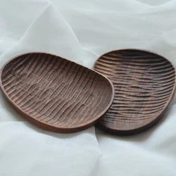 Black Walnut Wood Plate, Snack Wooden Dishes, Tortoise Shell Style, Dessert Dinner Bread Tray, Fruit Storage Platters and Trays