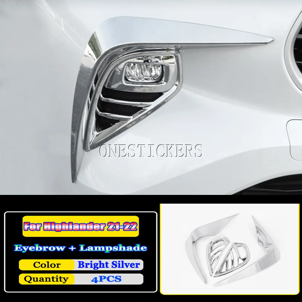 For Toyota Highlander XU70 2021 2022 Car Accessories Body Front Bumper Lip Splitter Spoiler Fog Lamp Foglight Cover Trim Strips
