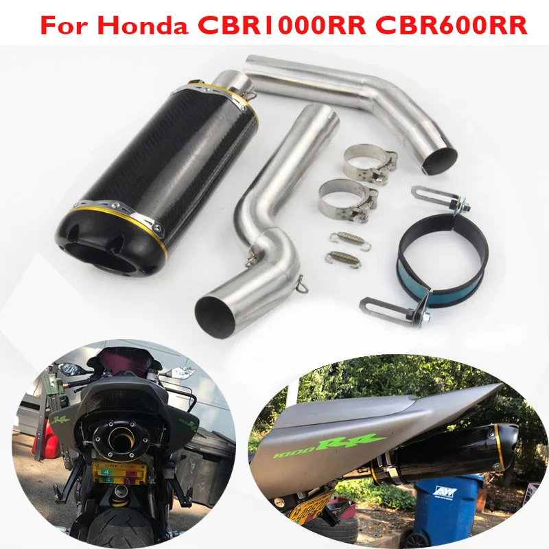 Full Motorcycle Exhaust System Slip on Muffler Exhaust Pipe Tip Mid Header Front Pipe for Honda CBR600RR CBR1000RR