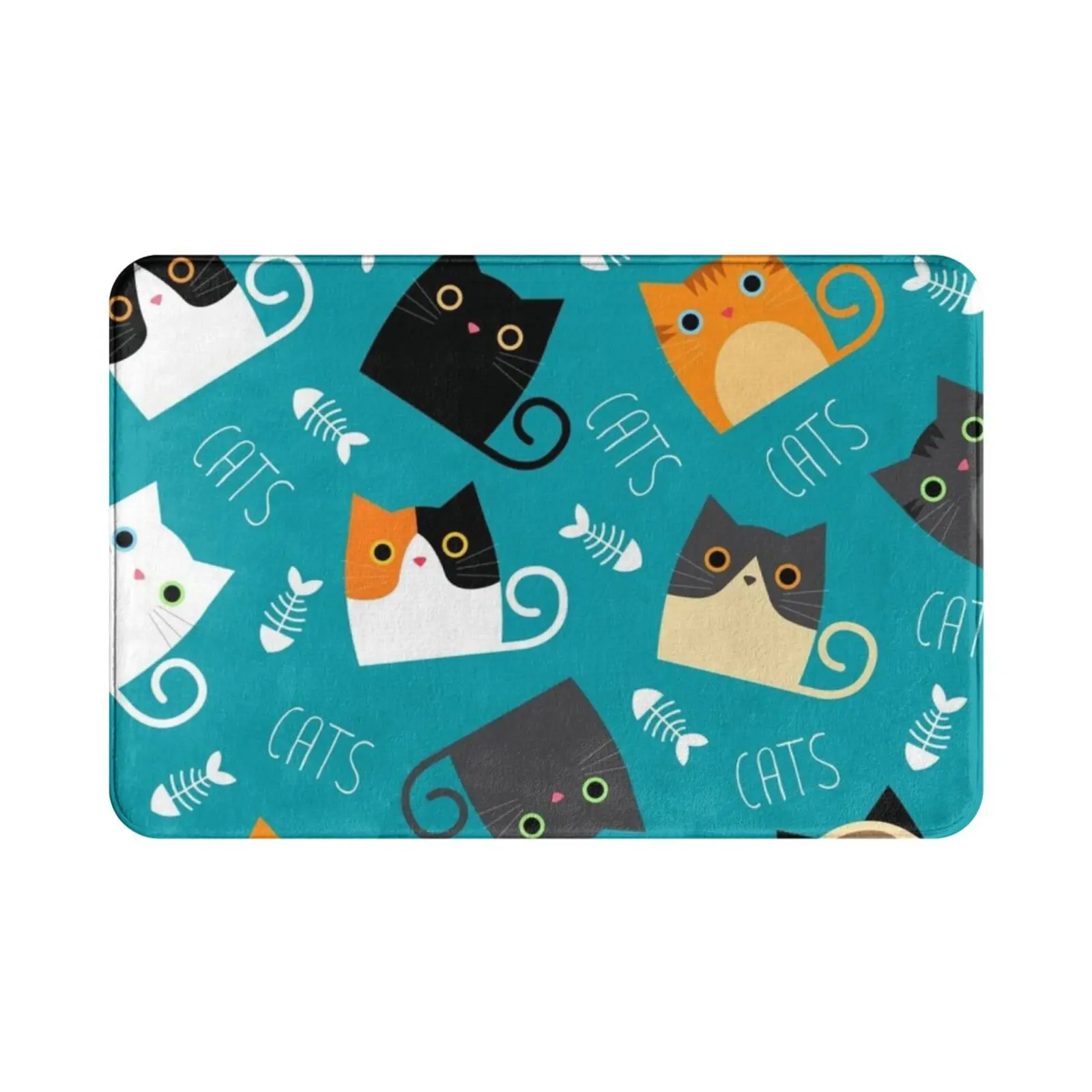 Cats Cats Everywhere Carpet Mat Rug Cushion Soft Non-Slip Cat Cats Cat Lover I Love Cats Calico Calico Cat Tuxedo Cat