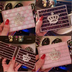 2020 Driving license leather case female rhinestone crown motor vehicle driving license document case driver's licence clip