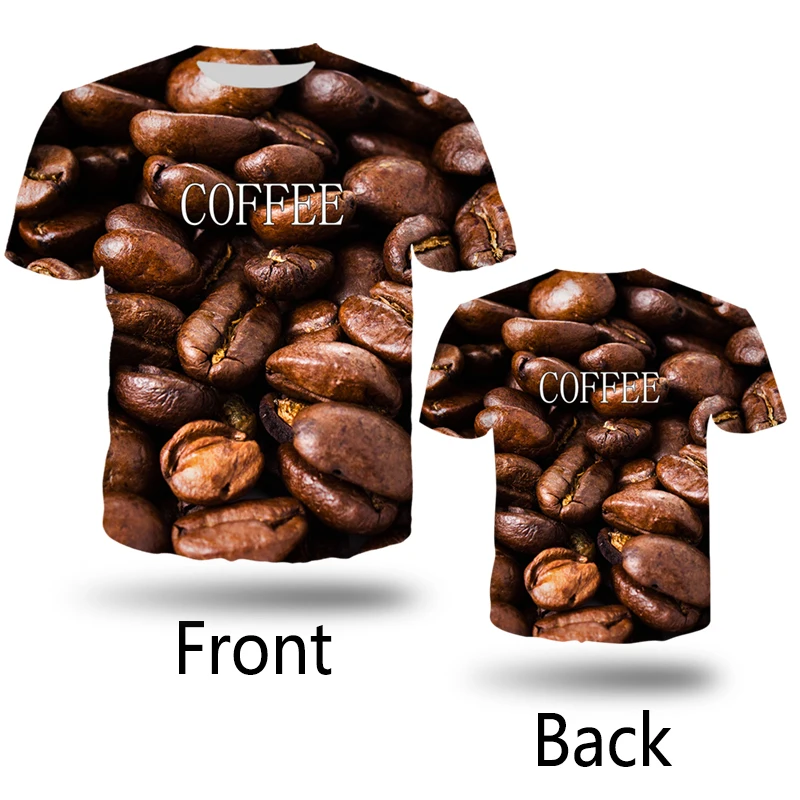 HX Fashion 3D Printing T Shirts Men Coffee Beans T Shirt Unisex Harajuku Hip Hop Streetwear Design Tshirt Tops HX623