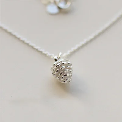 REETI Korean 925 Sterling Silver Jewelry Pine cone Choker Necklaces for Women Wedding Girls Statement Jewelry kolye