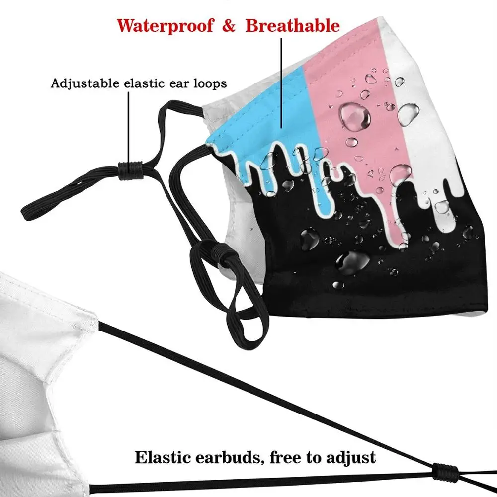 Транс Прайд флаг Капельное смешной печати многоразовые Pm2.5 фильтр маска для лица Транс Капельное Транс пол Капельное Транс Прайд