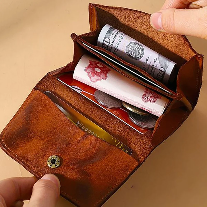 Vintage Style Men Leather Coin Purse Wallet Clutch Key Holder Small Soft Bag Mini Bag