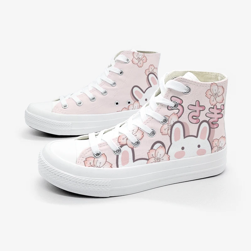 Amy and Michael Cute Girls Students Canvas Shoes Ladies Anime Cartoon Sneakers Hi Tops  Casual Plimsolls Breathable Trainers