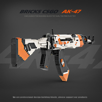 Creative Military CSGO Series AK47 Building Blocks Gun Continuous Shoot Rubber Band Bullet MOC Assembly Brick Toys For Boys Gift