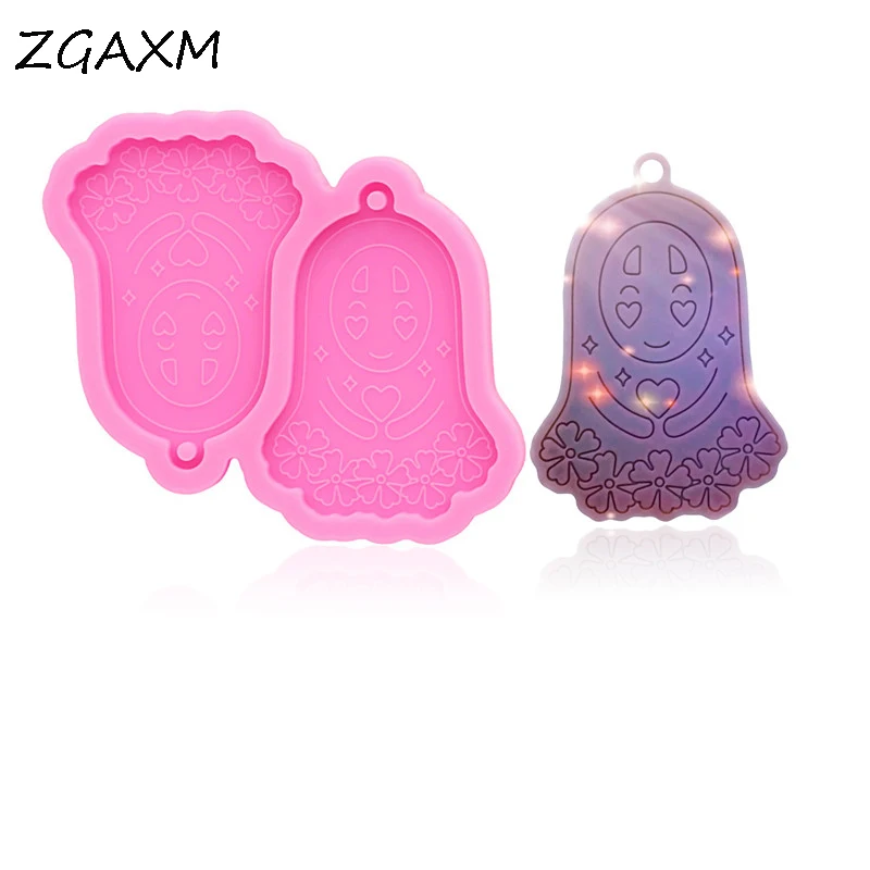 

LM 1148 Keychain cartoon Kawaii Mold Shiny No face girl resin earring Silicone mold Polymer Clay epoxy and Pendant Mold