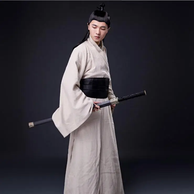 Antique Clothes Romance Three Kingdoms Ancient Hanfu Men Cotton Chivalrous Guest costume Studio Photographic Performing Clothing