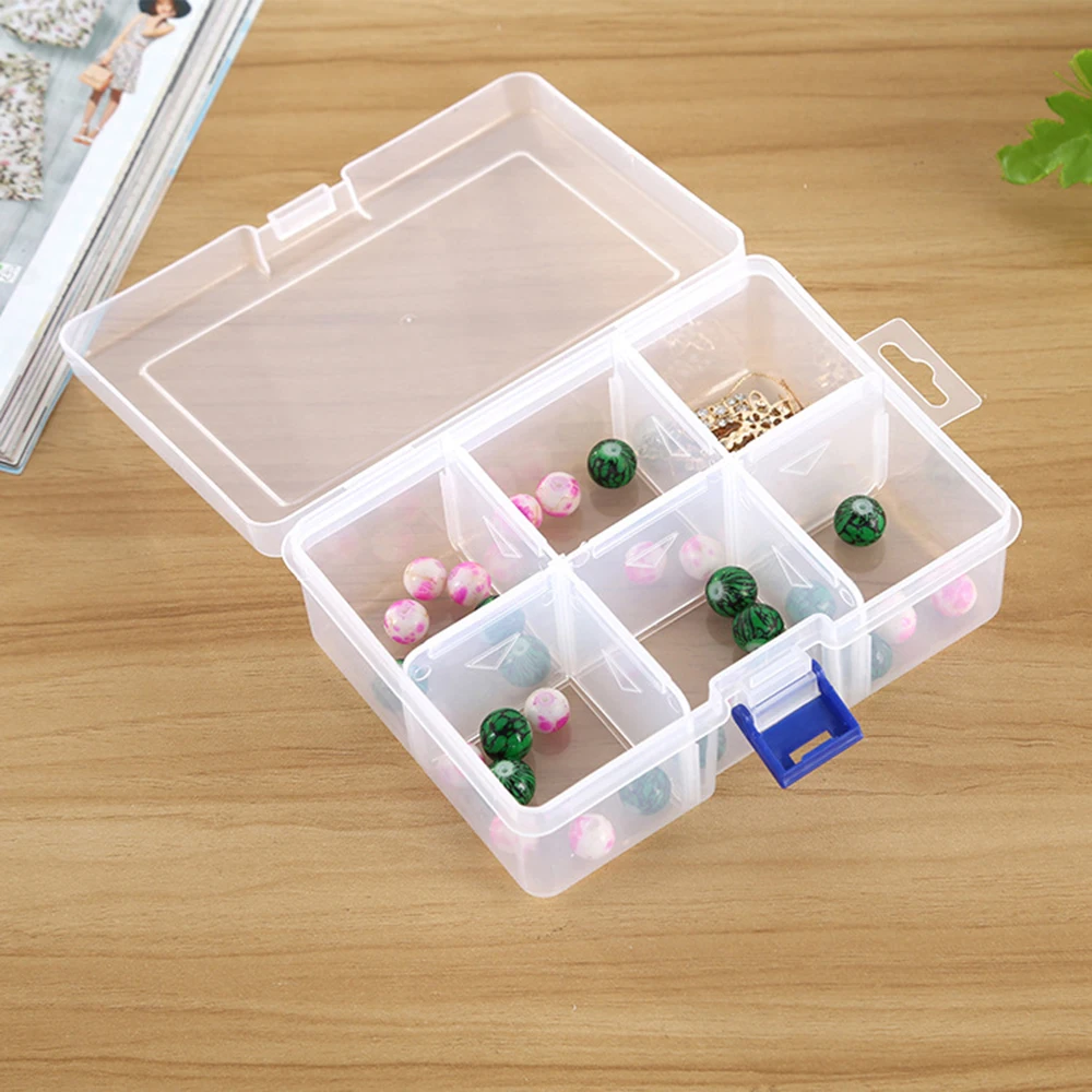 6 Grids Removable Plastic Storage Box Transparent Desk Organizer Button Box Multifunctional Sundries Jewelry Storage Box