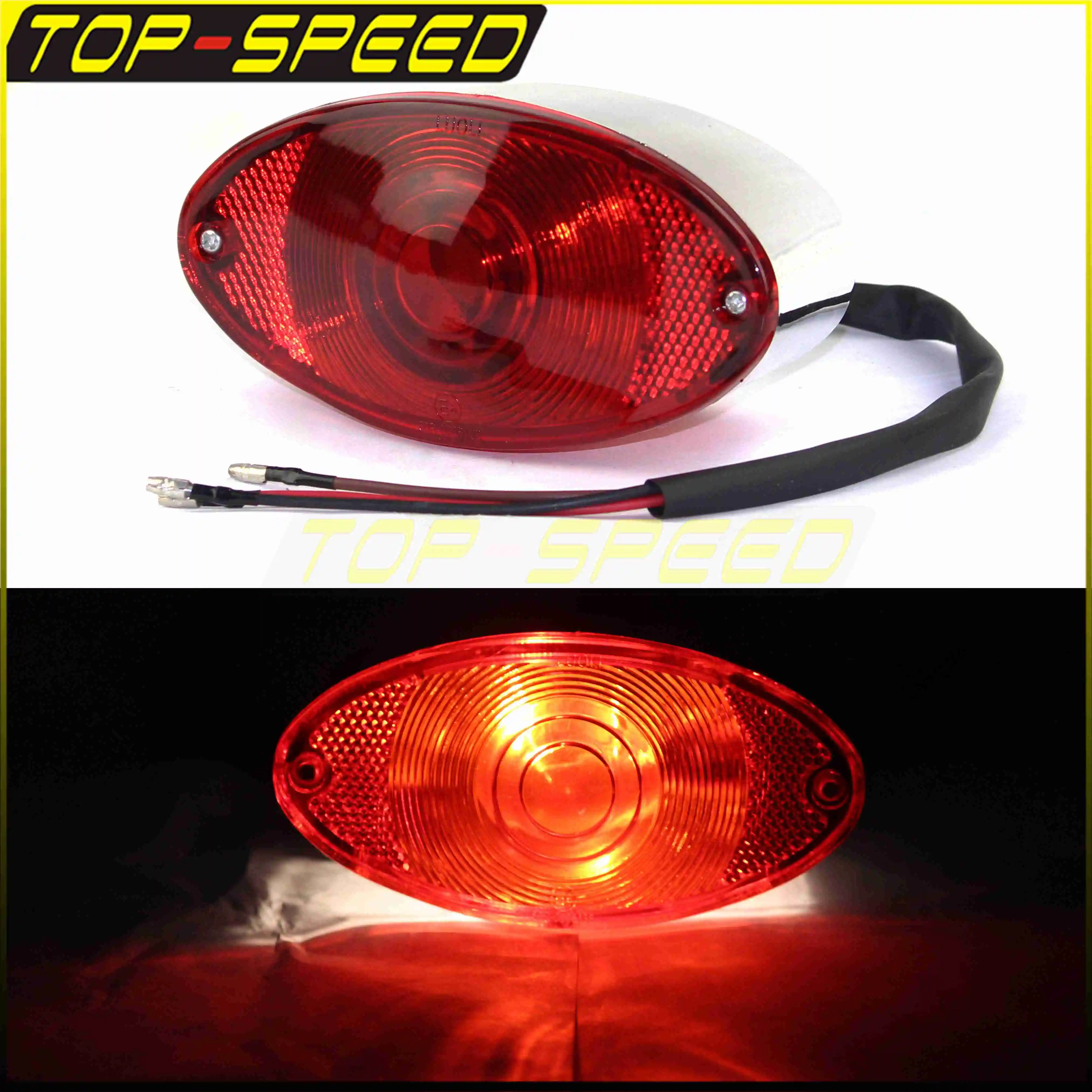 Red Lens Universal Cat Eye Custom Brake Stop Tail Lamps Taillight License Running Light Rear Lamp For Bobber Chopper Cafe Racer