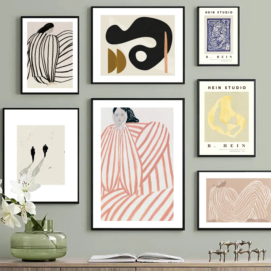 

Nordic Posters And Prints Abstract Figure Lines Girl Curve Geometry Wall Art Canvas Painting Wall Pictures For Living Room Decor
