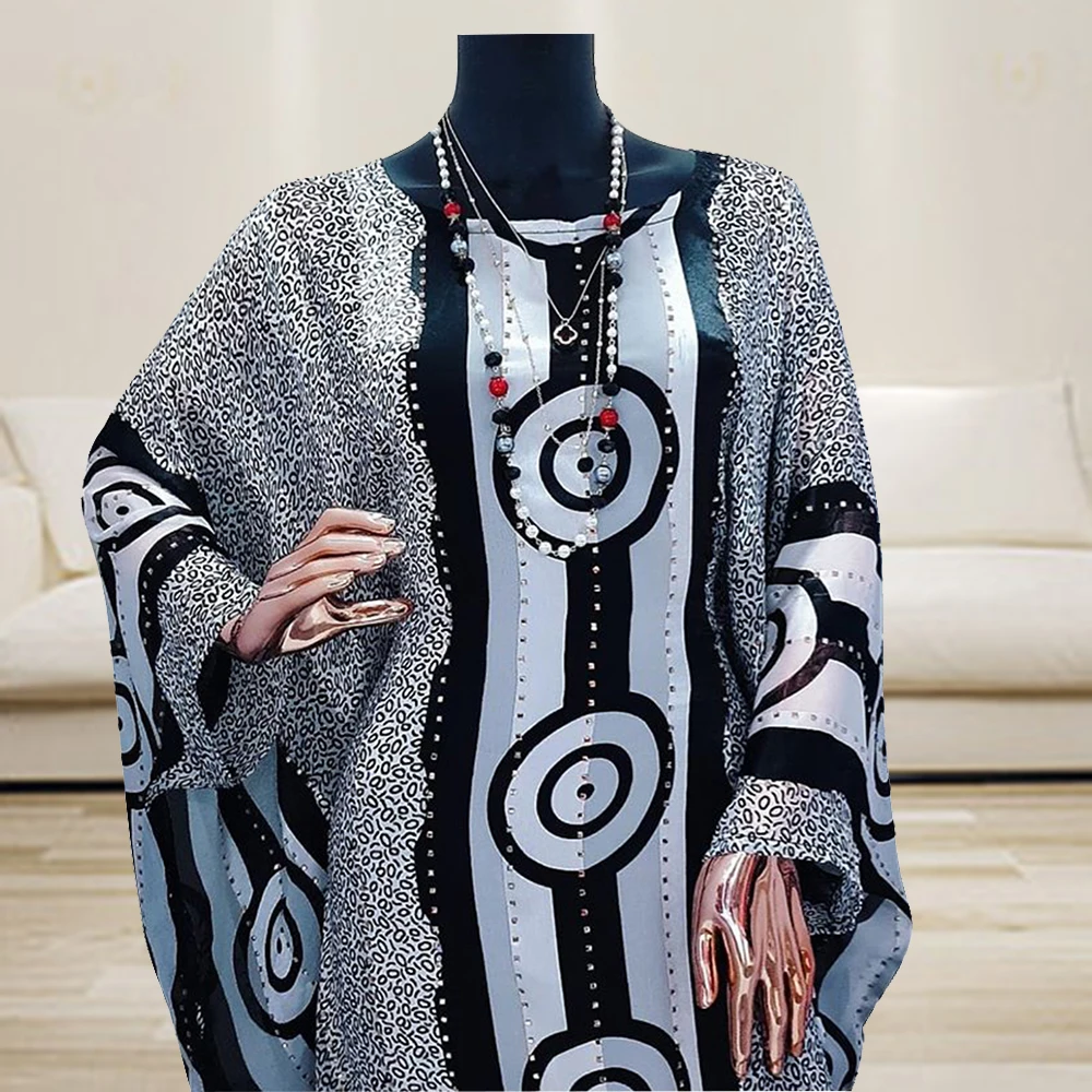 

Printing Maxi Vestidos Dashikiage Fashion O-neck Bat Sleeve Africaine Femme Boubou Robe 2021 African Dresses For Women Daily