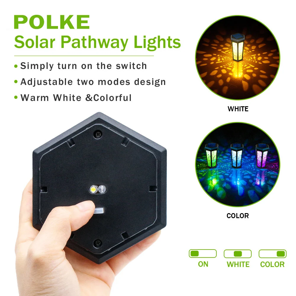 6 Pcs Solar Light IP65 Outdoor Waterproof LED Solar Garden Lights 2 Color Modes Solar  Landscape Lighting Lawn Lamp