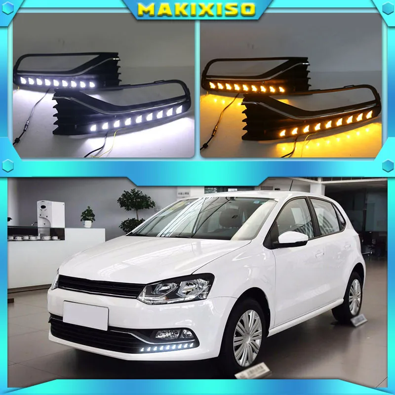 

2Pcs DRL For Volkswagen VW Polo 2014 2015 2016 2017 Daytime Running Lights Fog head Lamp cover Daylight