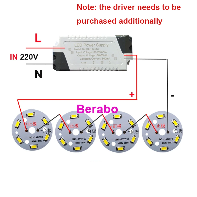 5 Stück SMD5730 LED-Lampenperlen 3W6W9W12W 18W36W Helligkeits-Lichtplatinen für LED-Lampen und LED-Downlights Zubehör – Detail 5